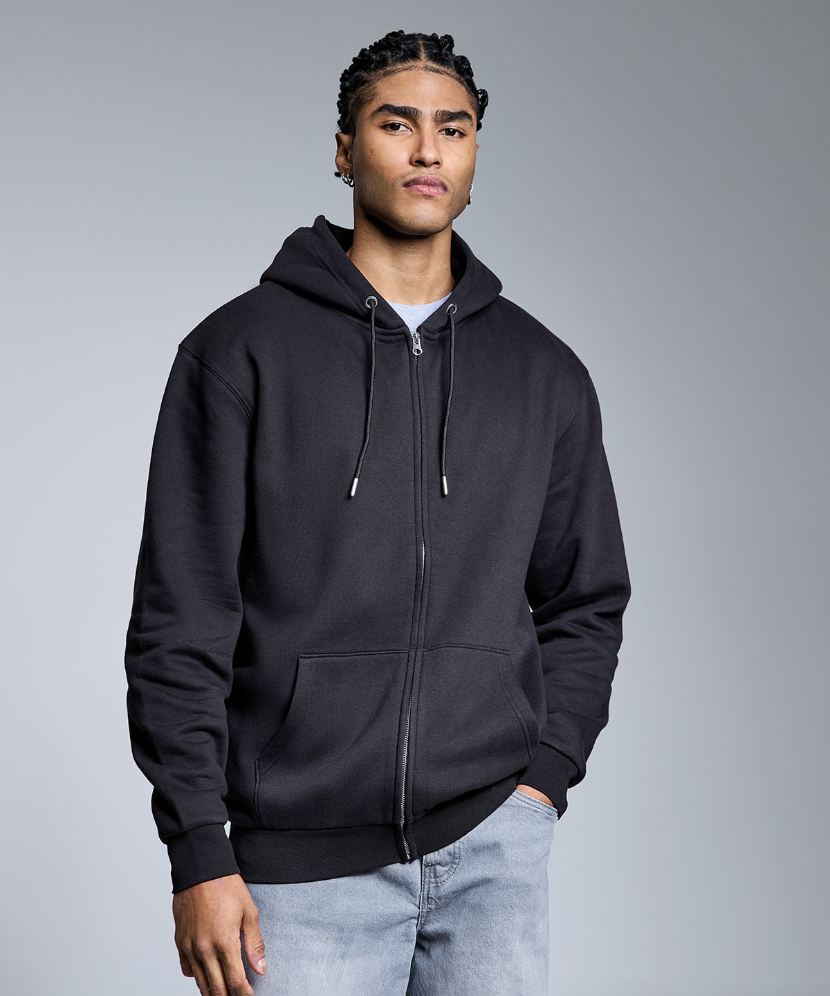 Unisex Custom Printed or Embroidered Organic Recycled Zip-Up Hoodie