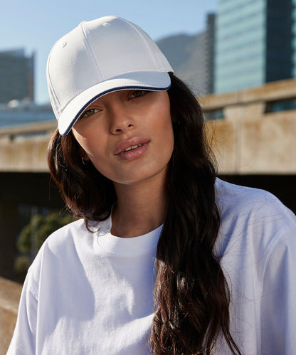 White/French Navy team sports-tech cap front view