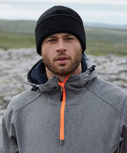 Steel Grey recycled fleece cuffed beanie front view