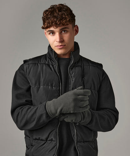 Steel Grey recycled fleece gloves front view