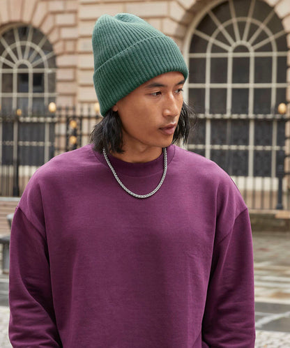 Walnut oversized cuffed beanie front view