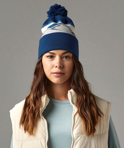 Rocky Peaks mountain peaks pom pom beanie front view