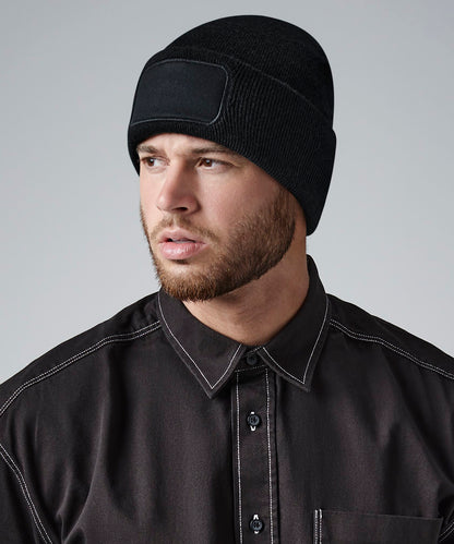 Graphite Grey recycled original patch beanie front view