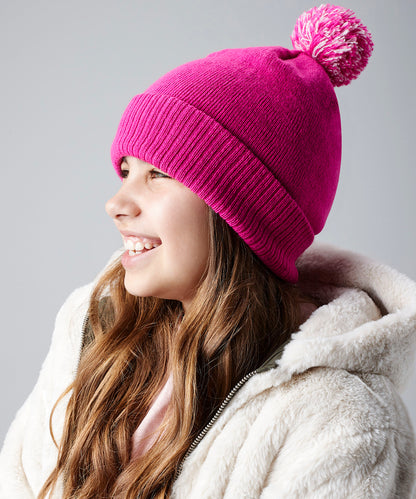 Fuchsia/Off White junior snowstar® beanie front view