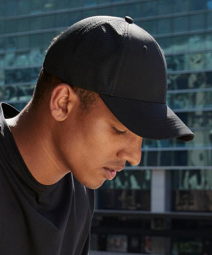 Navy/Black technical mesh trucker front view