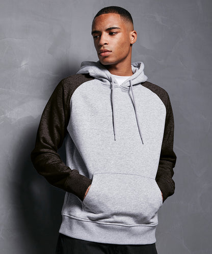 White/Black basic raglan hoodie front view