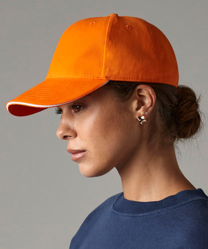 White/Classic Red athleisure 6-panel cap front view