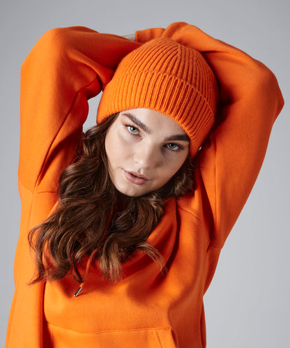 Steel Blue engineered knit ribbed beanie front view