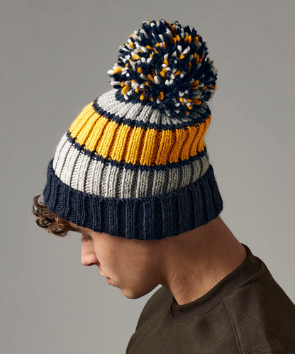 Marshmallow Sundae hygge striped beanie front view