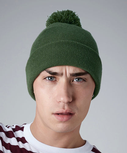 White original pom pom beanie front view