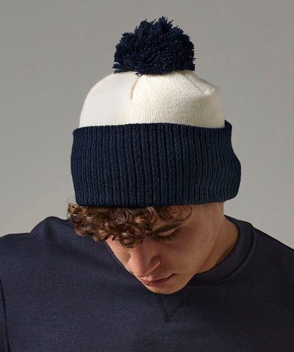 Off White/French Navy snowstar® two-tone beanie front view