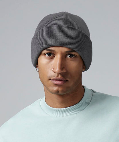 Graphite Grey recycled original cuffed beanie front view