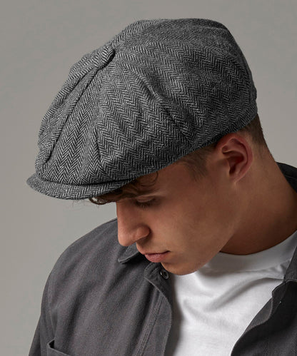 Charcoal Herringbone heritage baker boy cap front view