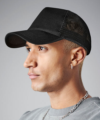 Light Grey microknit snapback trucker front view