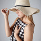 Natural marbella wide-brimmed sun hat front view