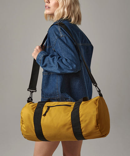 Pure Grey recycled barrel bag front view