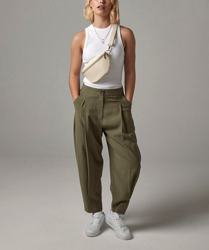 Taupe boutique waist bag front view