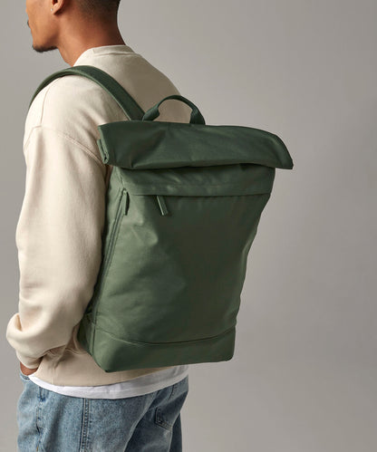 Pine Green simplicity roll-top backpack front view
