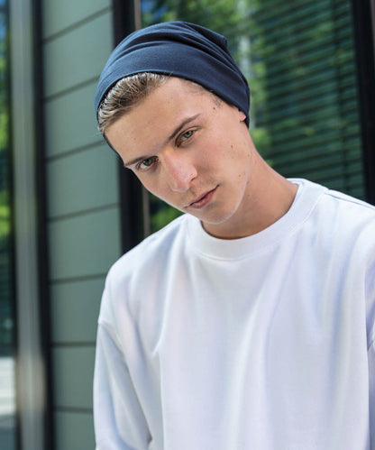 Navy jersey beanie front view