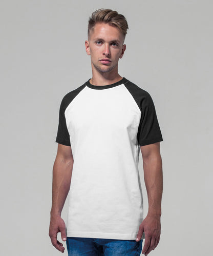 White/Red raglan contrast tee front view