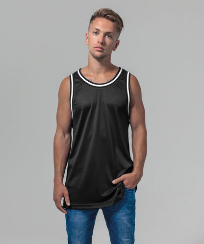 White/Black mesh tank top front view