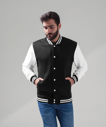 Black/White sweat college jacket front view