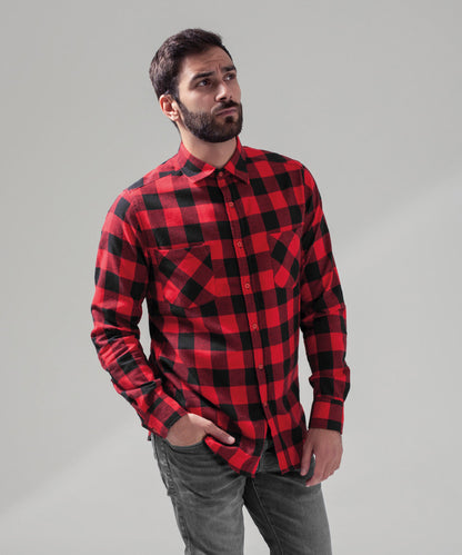Black/White checked flannel shirt front view