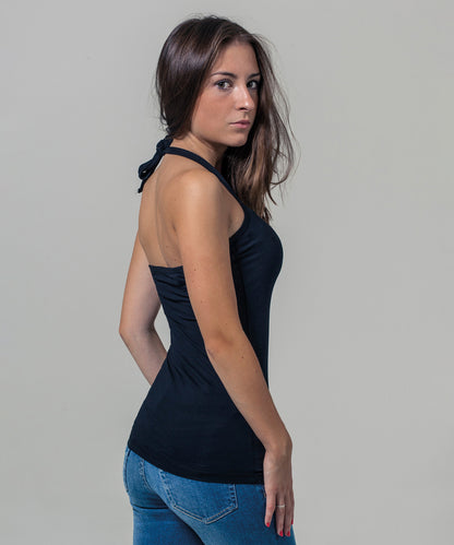 Black Women's neck holder shirt front view