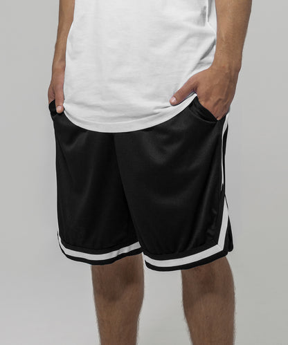 Black/Black/White two-tone mesh shorts front view