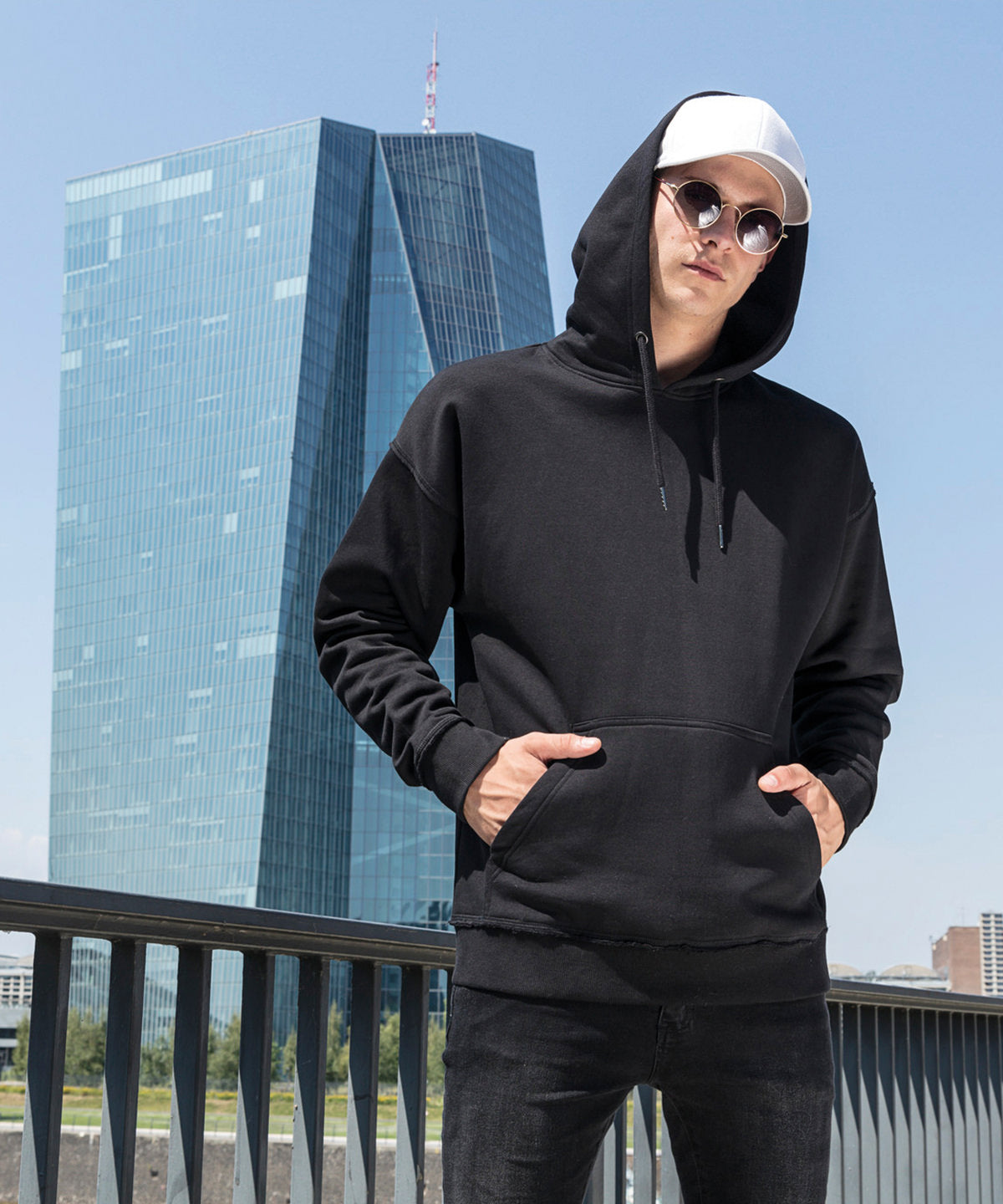 Black oversize hoodie front view