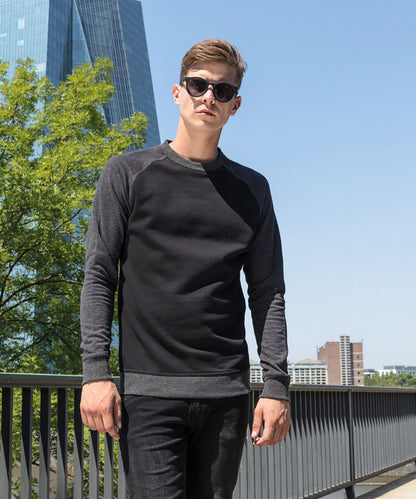 Black/Charcoal raglan crew neck front view