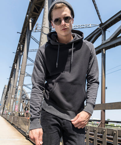Grey/Black raglan hoodie front view