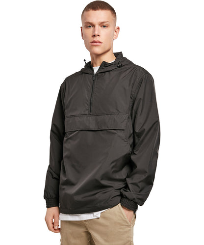Olive basic pullover jacket front view