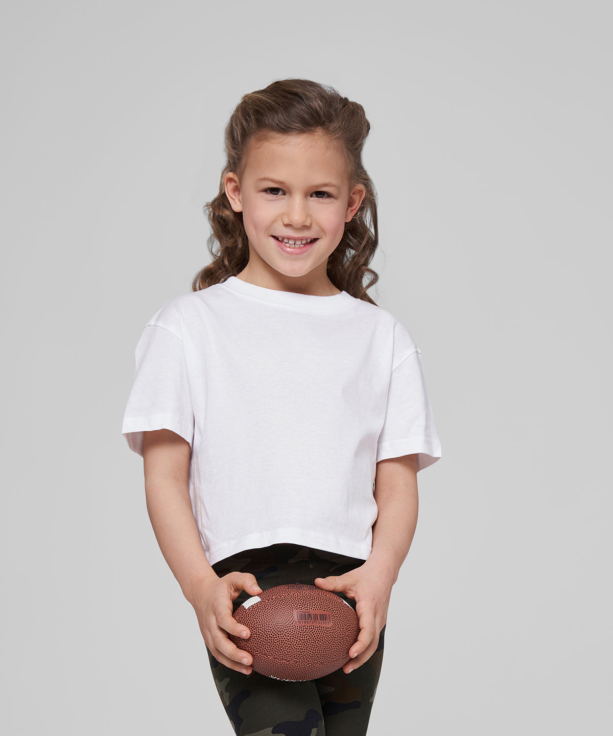 White girls cropped jersey tee front view