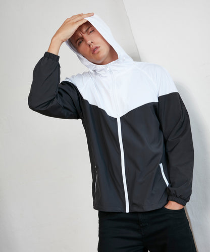 Black/White two-tone tech windrunner jacket front view