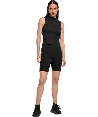 Black Women's high waist cycle shorts front view