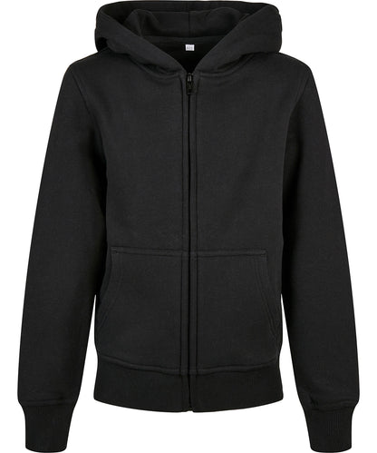 White organic kids basic zip hoodie front view