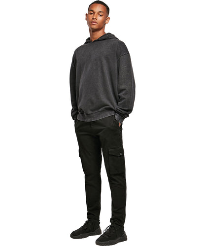 Union Beige acid washed oversize hoodie front view