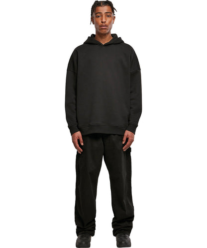 Grey oversized cut-on sleeve hoodie front view