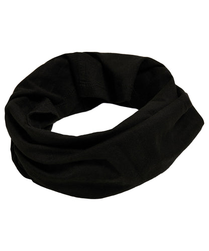 Black organic cotton tube scarf front view