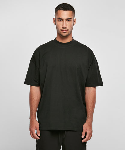 Black oversized mock neck tee front view