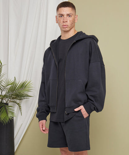 Heather Grey 90s zip hoodie front view