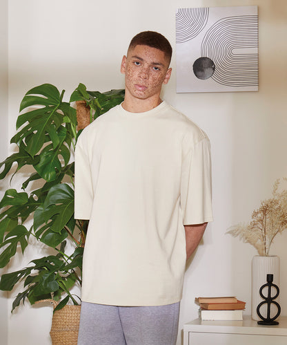White oversized sleeve tee front view