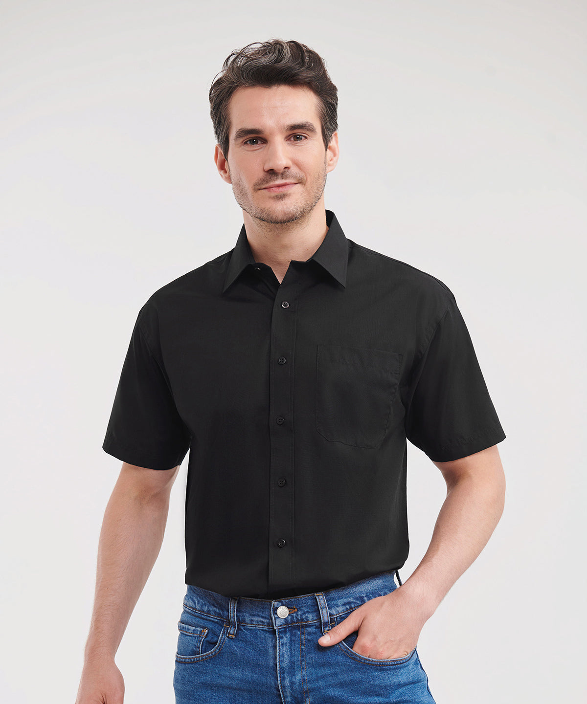 Unisex Custom Printed or Embroidered Short Sleeve Cotton Workwear Shirt