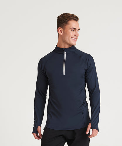 French Navy cool flex long half-zip top front view