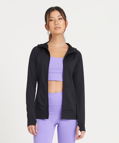 Jet Black Women's cool contrast zoodie front view