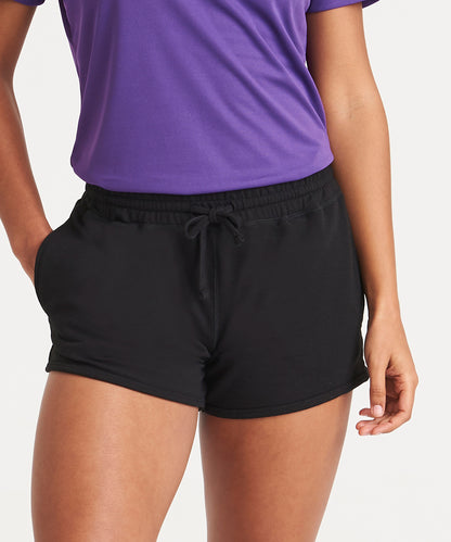 Jet Black Women's cool jog shorts front view