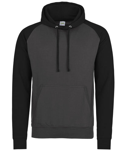 Solid Black/Black Camo baseball hoodie front view