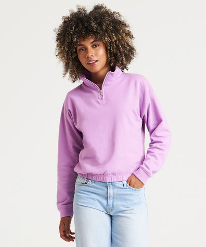 Sky Blue Women's cropped ¼-zip sweat front view