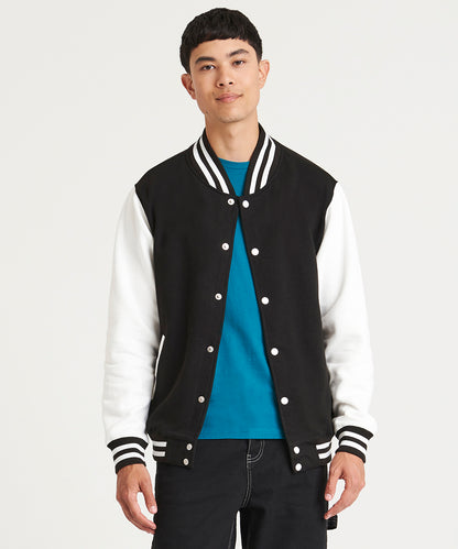 Royal Blue/White varsity jacket front view